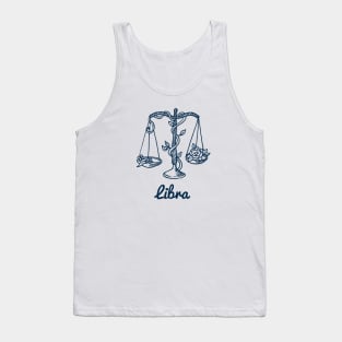 Libra Zodiac Horoscope with weighing device with Flower Sign and Name Tank Top